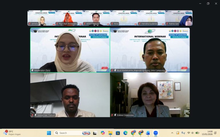 Sinergi Tiga Benua, MPBI FKIP Unila Adakan Webinar Internasional dalam Upaya Meningkatkan Profesionalisme Guru Bahasa Inggris